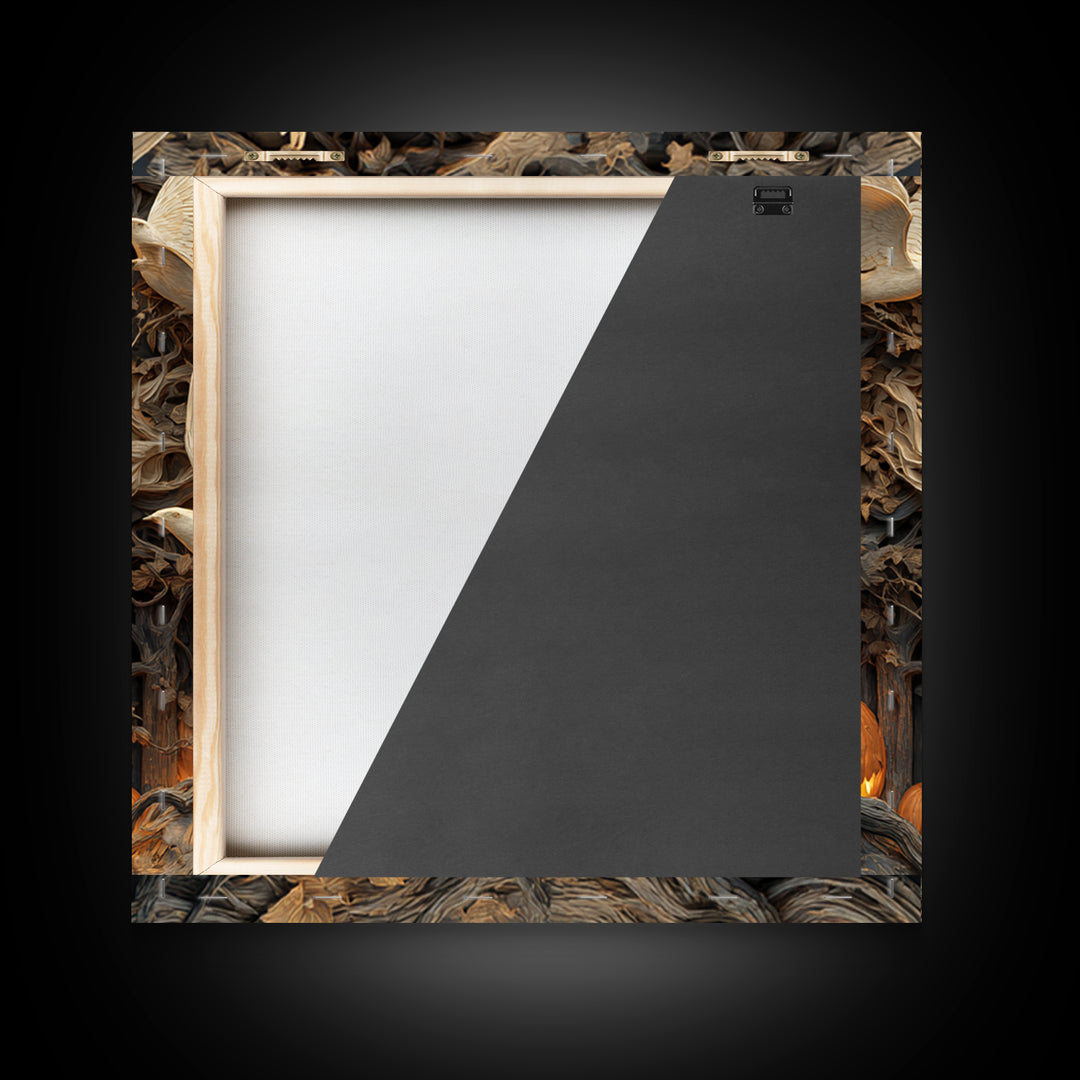 The Cracked Porcelain Mask, Square Wall Art, Haunted Gothic Art, Framed Canvas Print, Halloween Wall Decor, Gothic Home Decor