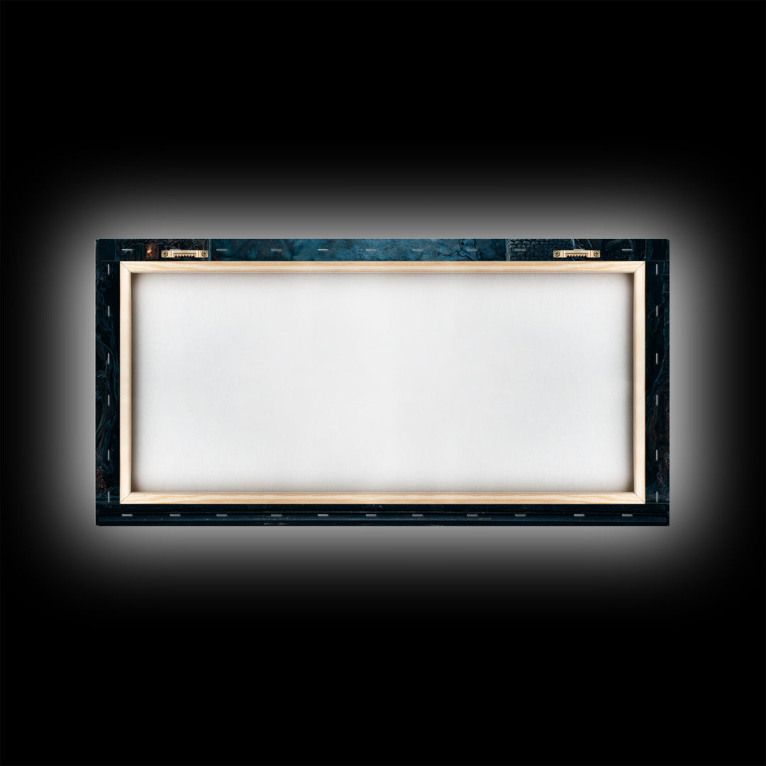 The Haunted Music Box, Wide Panoramic Art, Haunted Gothic Art, Framed Canvas Print, Halloween Wall Decor, Gothic Home Decor