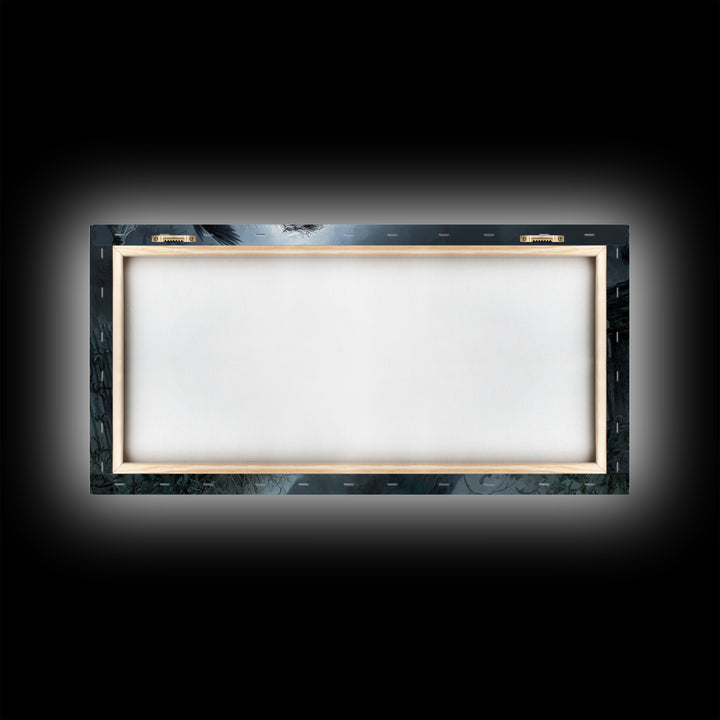 The Haunted Portrait, Wide Panoramic Art, Spooky Home Decor, Canvas Print, Halloween Wall Decor, Gothic Home Decor, Halloween Wall Art