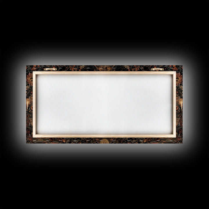 Victorian Mourning Halloween, Wide Panoramic Art, Haunted Gothic Art, Framed Canvas Print, Halloween Wall Decor, Gothic Home Decor