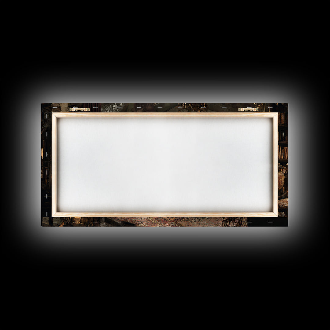 Dark Academia Halloween, Wide Panoramic Art, Dark Fantasy Wall Art, Canvas Print, Halloween Wall Decor, Gothic Home Decor, Horror Wall Art