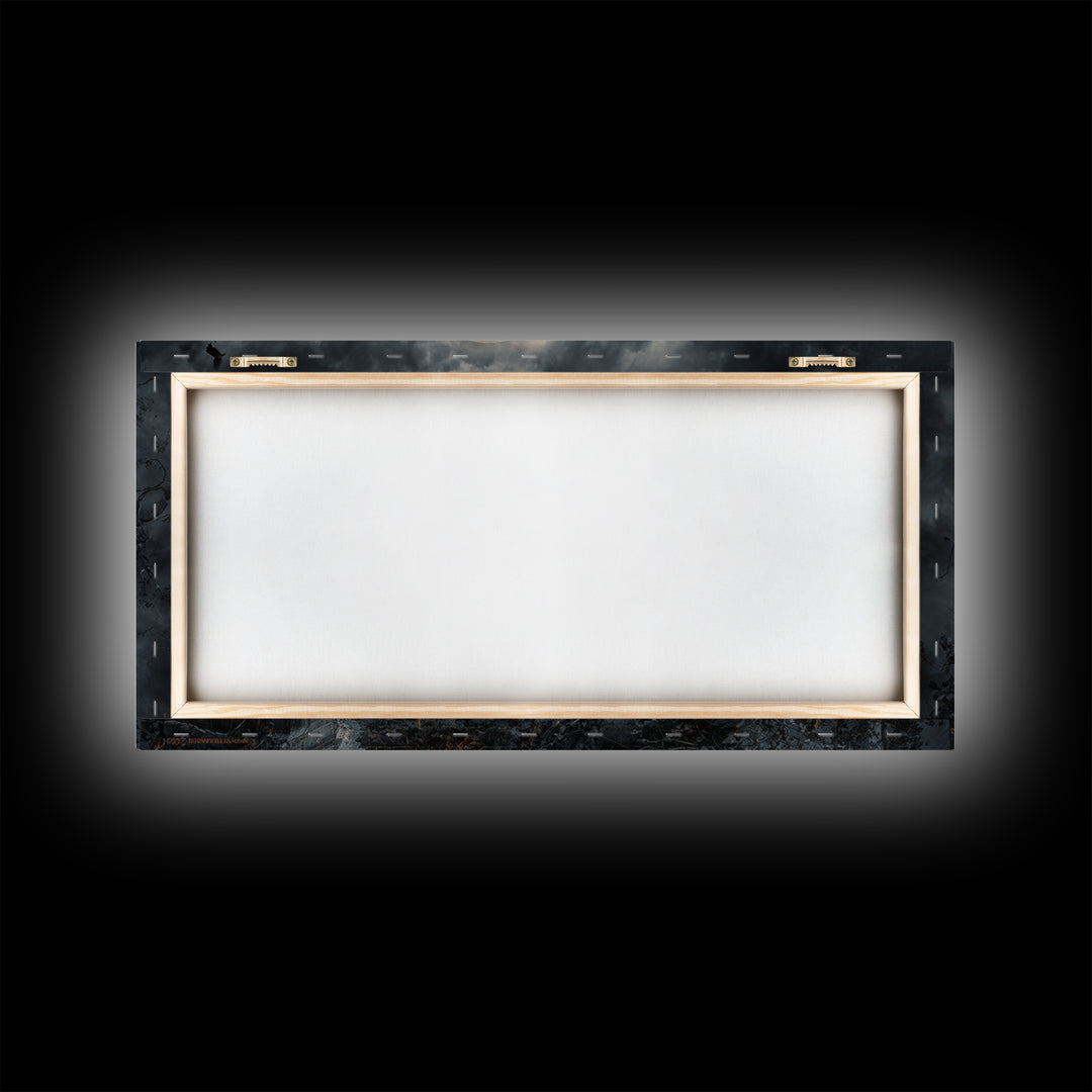 Haunted Seaside Halloween, Wide Panoramic Art, Spooky Home Decor, Canvas Print, Halloween Wall Decor, Gothic Home Decor, Macabre Wall Art