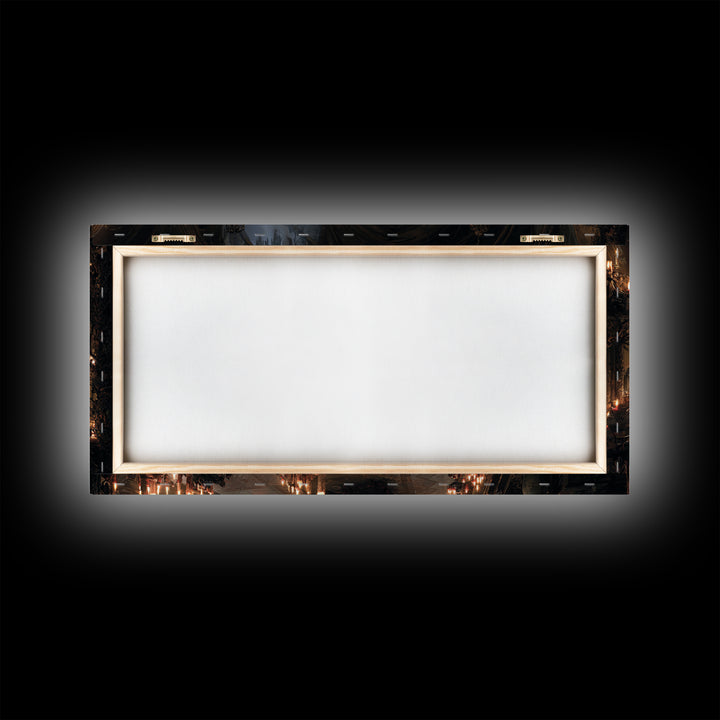 The Candlelit Crypt, Wide Panoramic Art, Dark Halloween Decor, Canvas Print, Halloween Wall Decor, Gothic Home Decor, Statement Wall Art