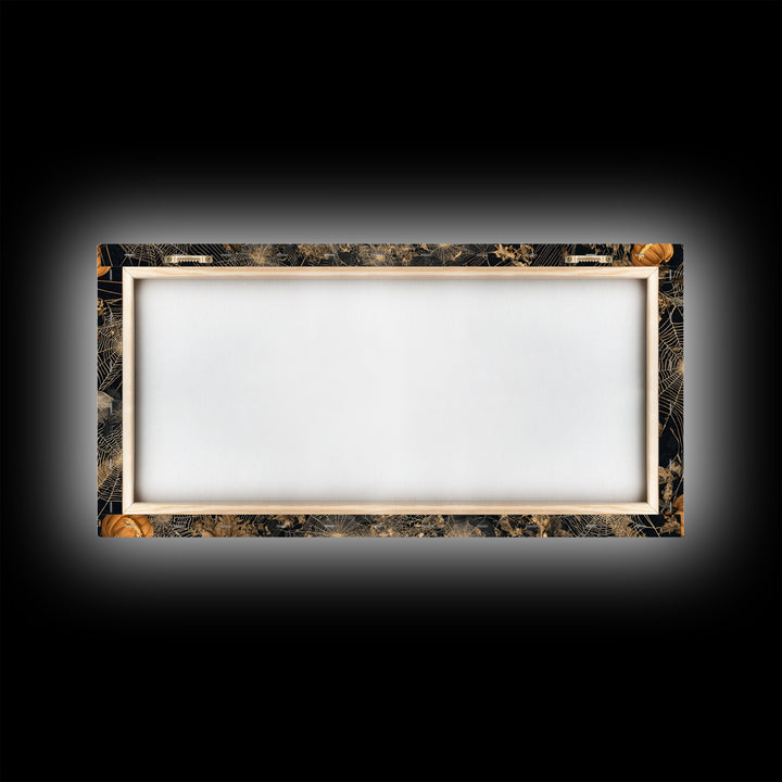 Black Lace And Cobwebs, Wide Panoramic Art, Haunted Gothic Art, Framed Canvas Print, Halloween Wall Decor, Gothic Home Decor