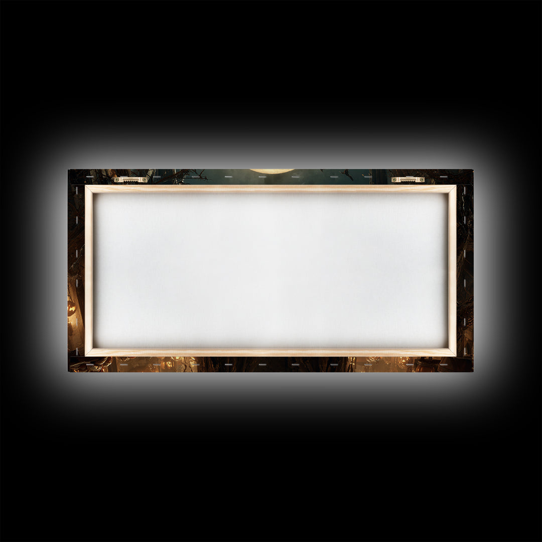 The Necromancer Queen, Wide Panoramic Art, Gothic Horror Wall Art, Framed Canvas Print, Halloween Wall Decor, Gothic Home Decor