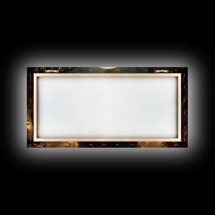 The Necromancer Queen, Wide Panoramic Art, Gothic Horror Wall Art, Framed Canvas Print, Halloween Wall Decor, Gothic Home Decor