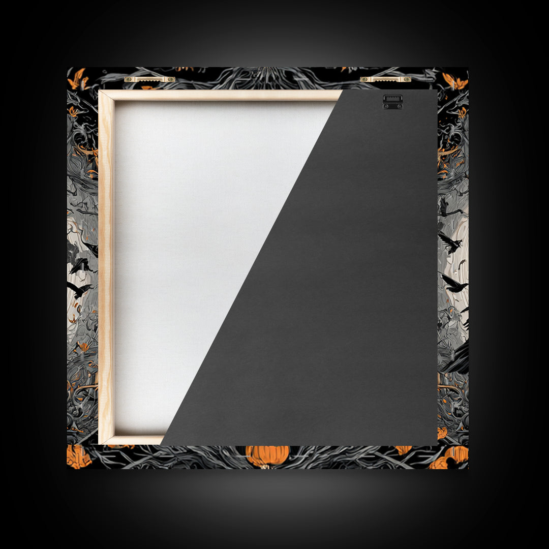 The Crow-Masked Assassin, Square Wall Art, Gothic Horror Wall Art, Framed Canvas Print, Halloween Wall Decor, Gothic Home Decor
