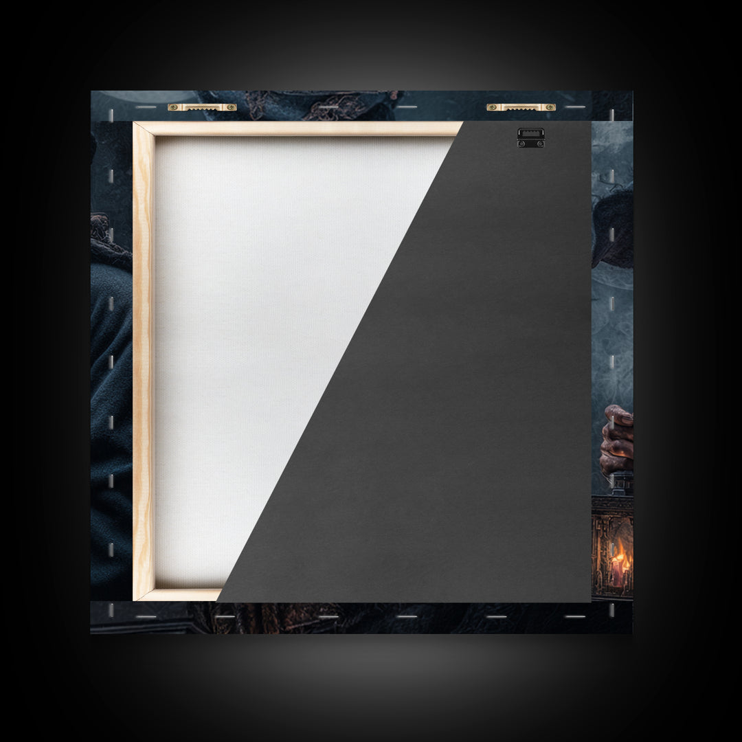 The Lantern Mage, Square Wall Art, Haunted Gothic Art, Framed Canvas Print, Halloween Wall Decor, Gothic Home Decor, Horror Wall Art