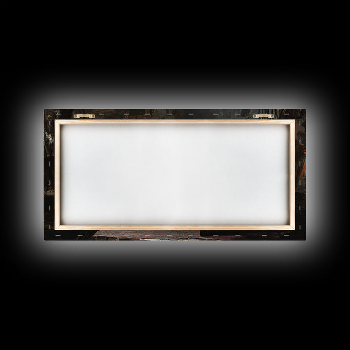 The Royal Coffin Maker, Wide Panoramic Art, Macabre Wall Art, Framed Canvas Print, Halloween Wall Decor, Gothic Home Decor, Halloween Decor