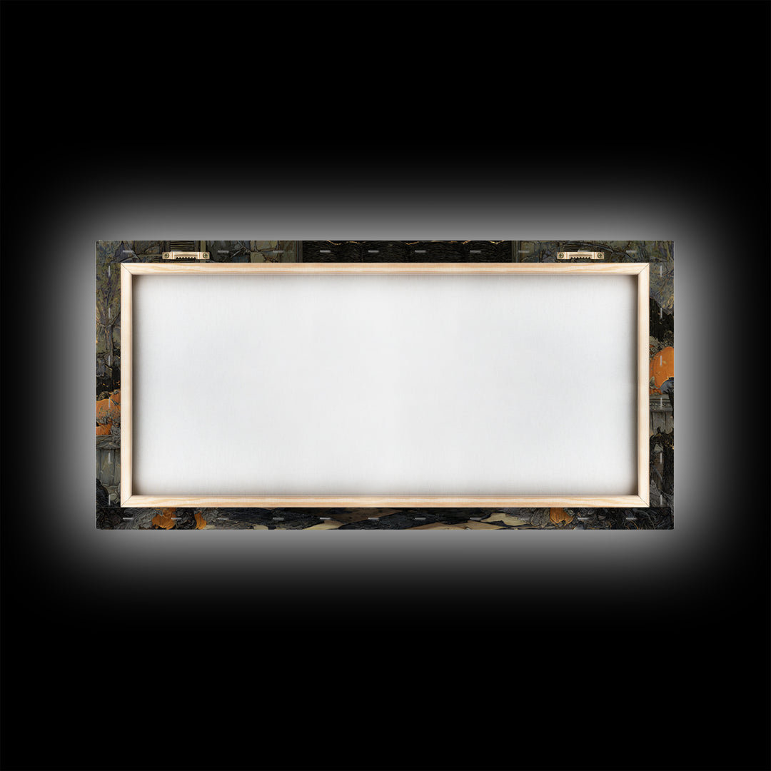The Phantom Ballerina, Wide Panoramic Art, Haunted Gothic Art, Framed Canvas Print, Halloween Wall Decor, Gothic Home Decor
