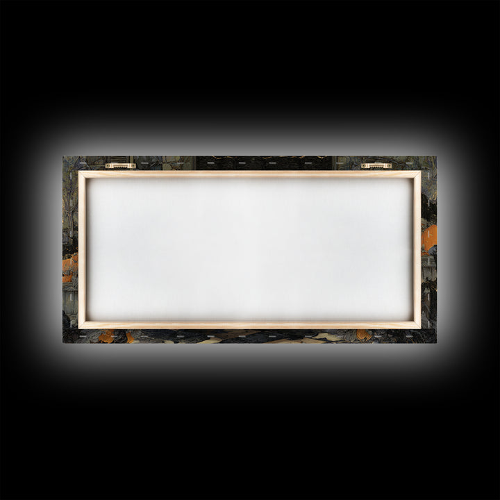 The Phantom Ballerina, Wide Panoramic Art, Haunted Gothic Art, Framed Canvas Print, Halloween Wall Decor, Gothic Home Decor