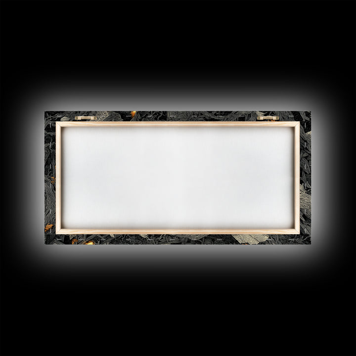 The Raven Post Office, Wide Panoramic Art, Spooky Home Decor, Canvas Print, Halloween Wall Decor, Gothic Home Decor, Halloween Wall Art