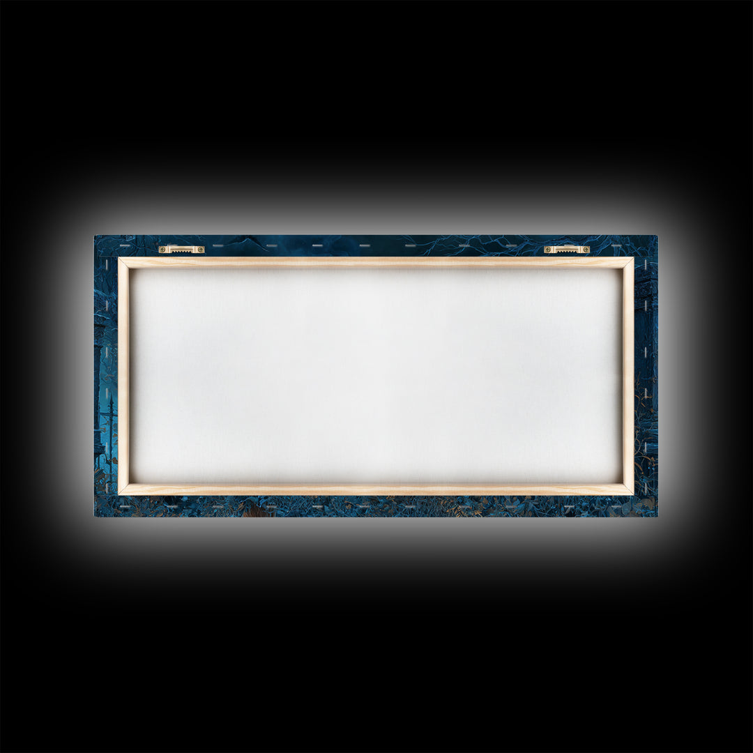 The Graveyard Book Club, Wide Panoramic Art, Macabre Wall Art, Framed Canvas Print, Halloween Wall Decor, Gothic Home Decor, Horror Wall Art