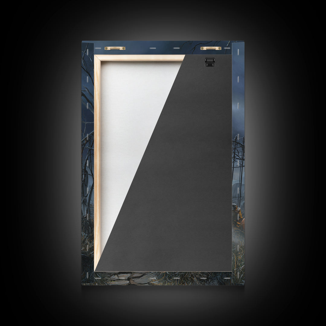 The Biomechanical Skeleton, Vertical Wall Art, Macabre Wall Art, Framed Canvas Print, Halloween Wall Decor, Gothic Home Decor
