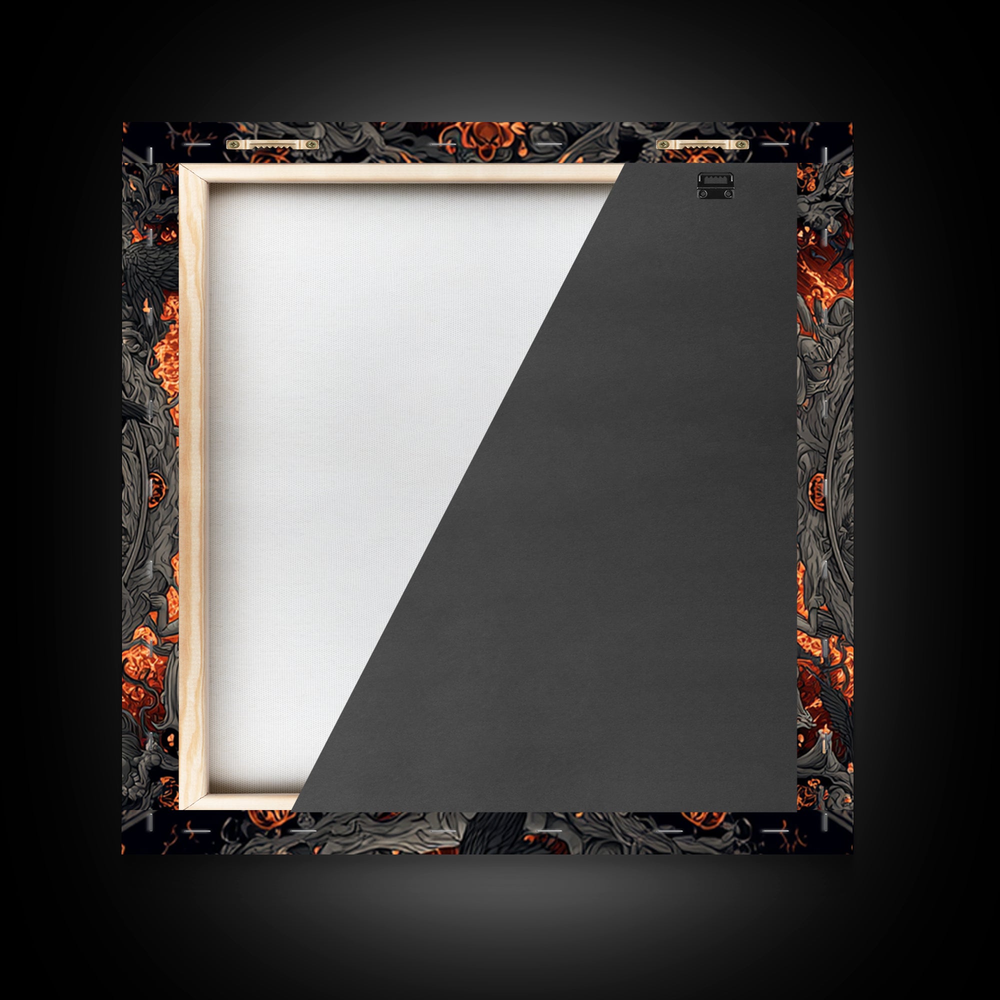 The Volcanic Demon Festival, Square Wall Art, Gothic Horror Wall Art, Framed Canvas Print, Halloween Wall Decor, Gothic Home Decor