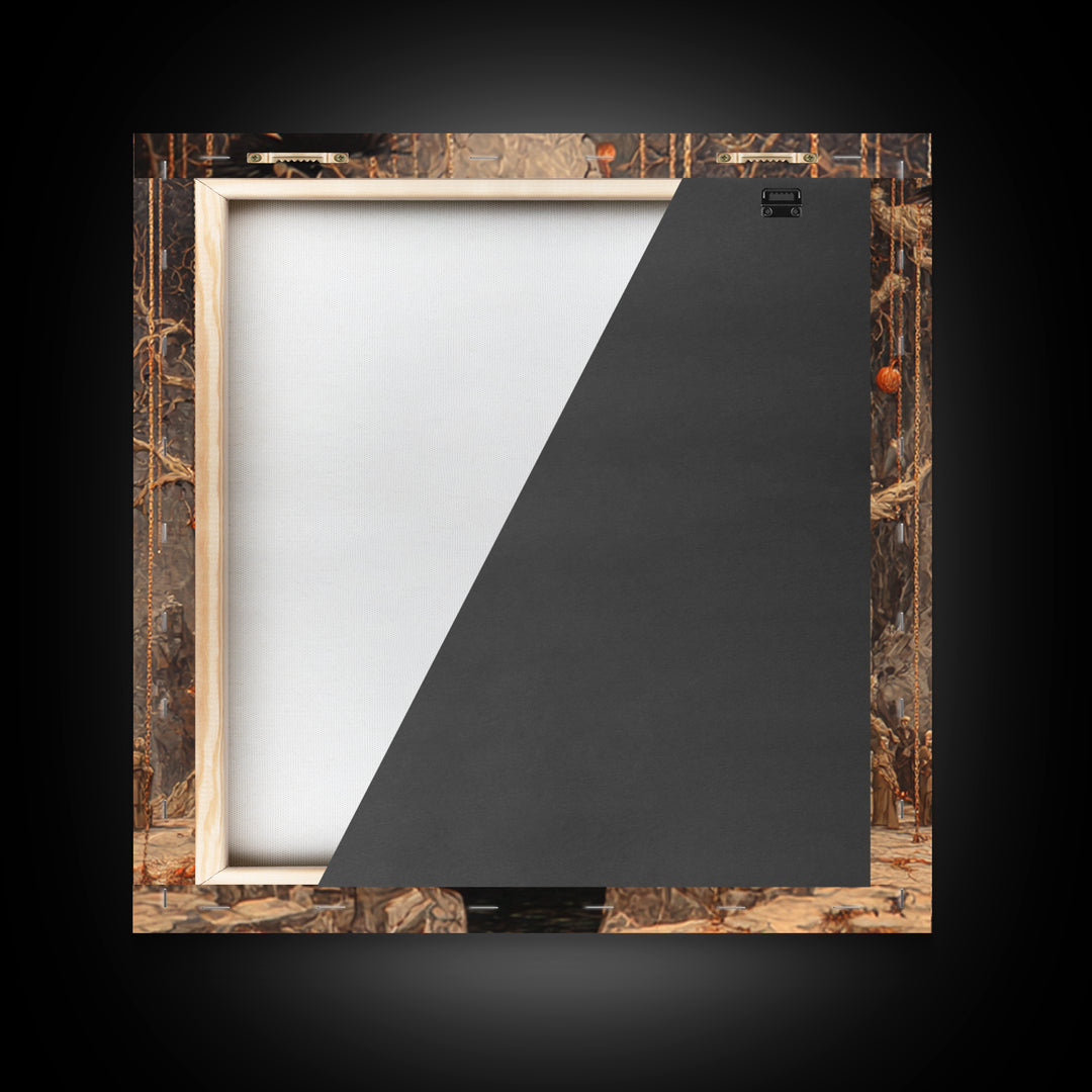 The Upside-Down Cemetery, Square Wall Art, Spooky Home Decor, Canvas Print, Halloween Wall Decor, Gothic Home Decor, Seasonal Home Decor