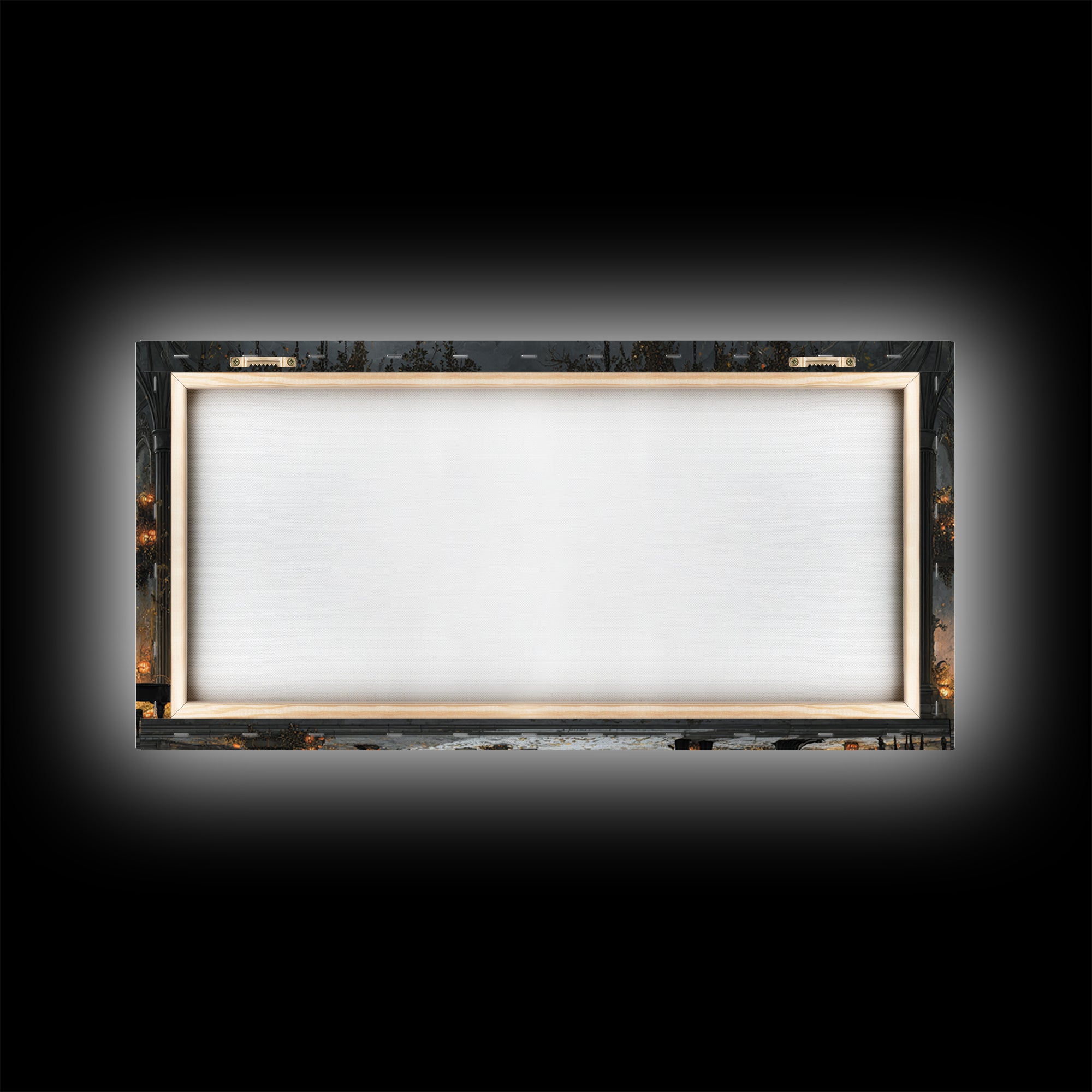 The Upside-Down Cemetery, Wide Panoramic Art, Macabre Wall Art, Framed Canvas Print, Halloween Wall Decor, Gothic Home Decor