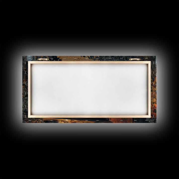 The Autumn-Leaf Ghost, Wide Panoramic Art, Macabre Wall Art, Framed Canvas Print, Halloween Wall Decor, Gothic Home Decor, Spooky Wall Decor