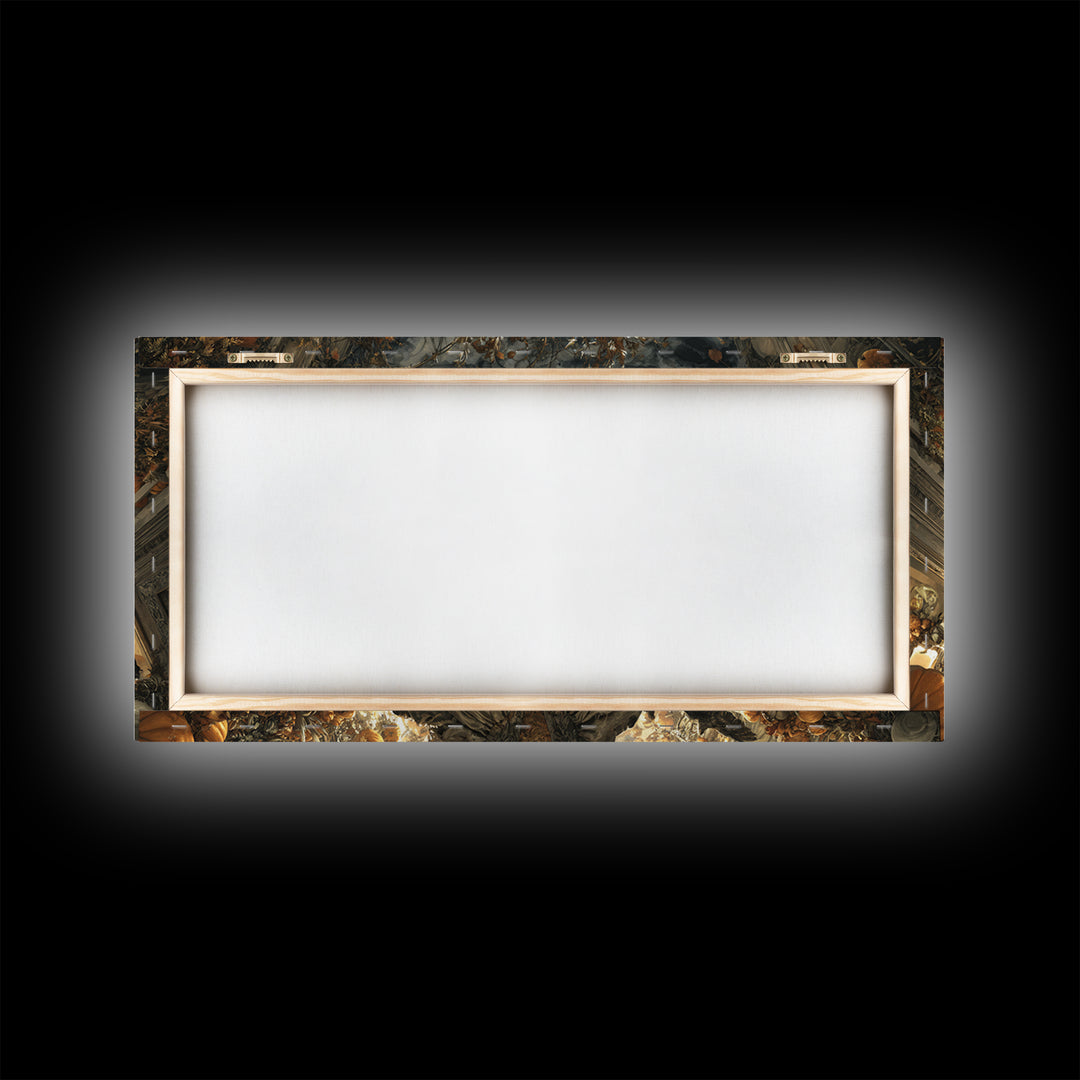The Personification Of October, Wide Panoramic Art, Gothic Horror Wall Art, Framed Canvas Print, Halloween Wall Decor, Gothic Home Decor