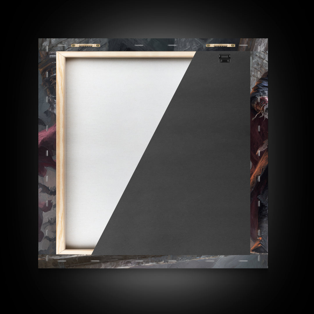The Crimson Count Of Hollow Keep, Square Wall Art, Macabre Wall Art, Framed Canvas Print, Halloween Wall Decor, Gothic Home Decor