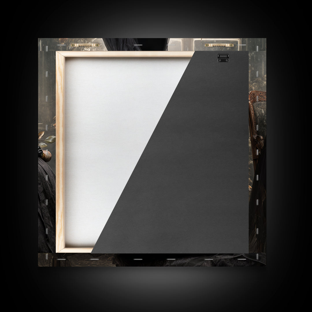 The Invisible Mourner Of Glass House, Square Wall Art, Dark Halloween Decor, Canvas Print, Halloween Wall Decor, Gothic Home Decor