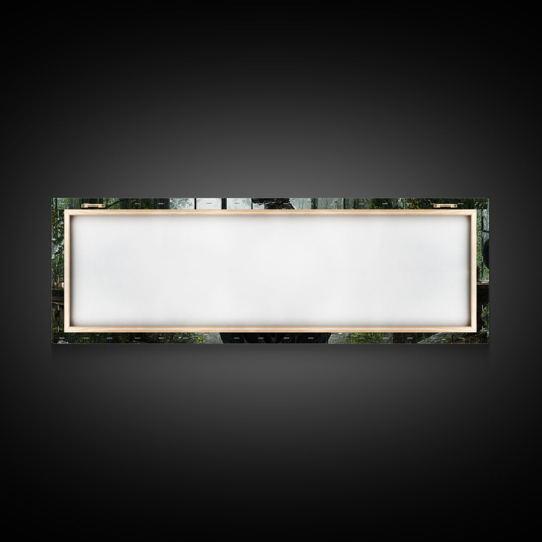 The Invisible Mourner Of Glass House, Extra Wide Wall Art, Spooky Home Decor, Canvas Print, Halloween Wall Decor, Gothic Home Decor