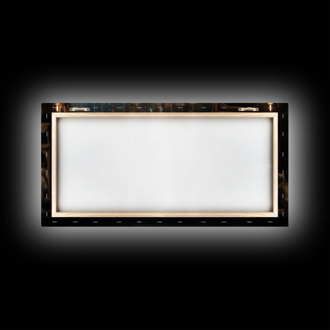 The Dollmaker Of Hollow Ward, Wide Panoramic Art, Macabre Wall Art, Framed Canvas Print, Halloween Wall Decor, Gothic Home Decor