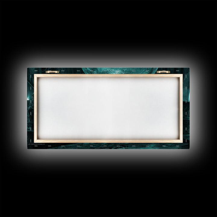 The Oracle Of The Glass Depths, Wide Panoramic Art, Haunted Gothic Art, Framed Canvas Print, Halloween Wall Decor, Gothic Home Decor