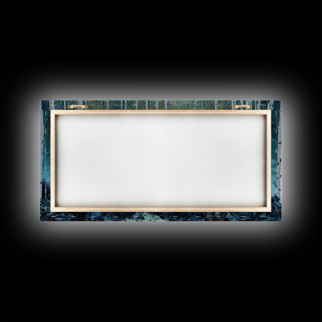 The Sleeper In The Birch Grove, Wide Panoramic Art, Lovecraftian Horror Art, Framed Canvas Print, Halloween Wall Decor, Gothic Home Decor