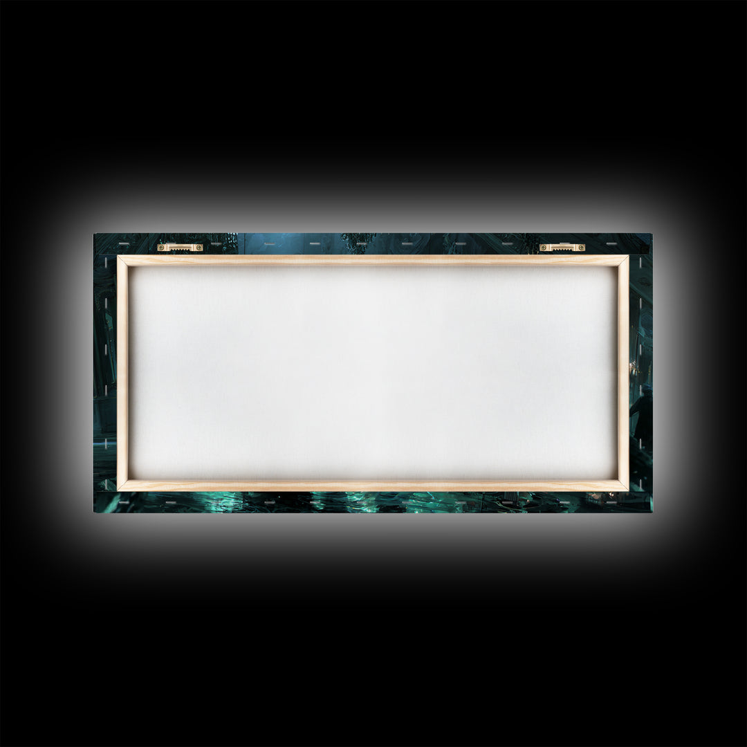 The Ballroom Of Silent Shoggoths, Wide Panoramic Art, Gothic Horror Wall Art, Framed Canvas Print, Halloween Wall Decor, Gothic Home Decor