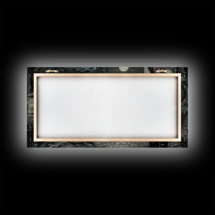 The Thirteenth Door Of Arkham House, Wide Panoramic Art, Gothic Horror Wall Art, Canvas Print, Halloween Wall Decor, Gothic Home Decor