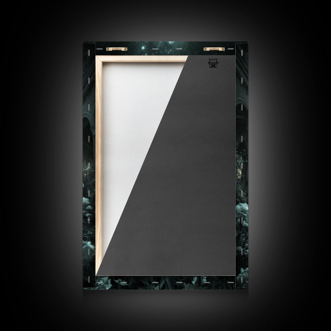 The Nun Of The Endless Constellation, Vertical Wall Art, Spooky Home Decor, Framed Canvas Print, Halloween Wall Decor, Gothic Home Decor