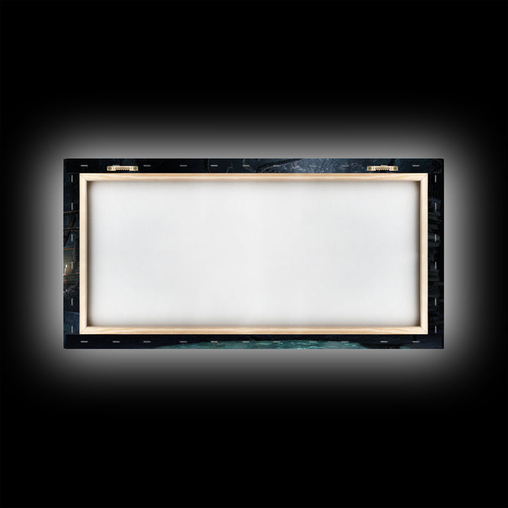 The Dreamwell Beneath Miskatonic, Wide Panoramic Art, Eldritch Gothic Decor, Framed Canvas Print, Halloween Wall Decor, Gothic Home Decor