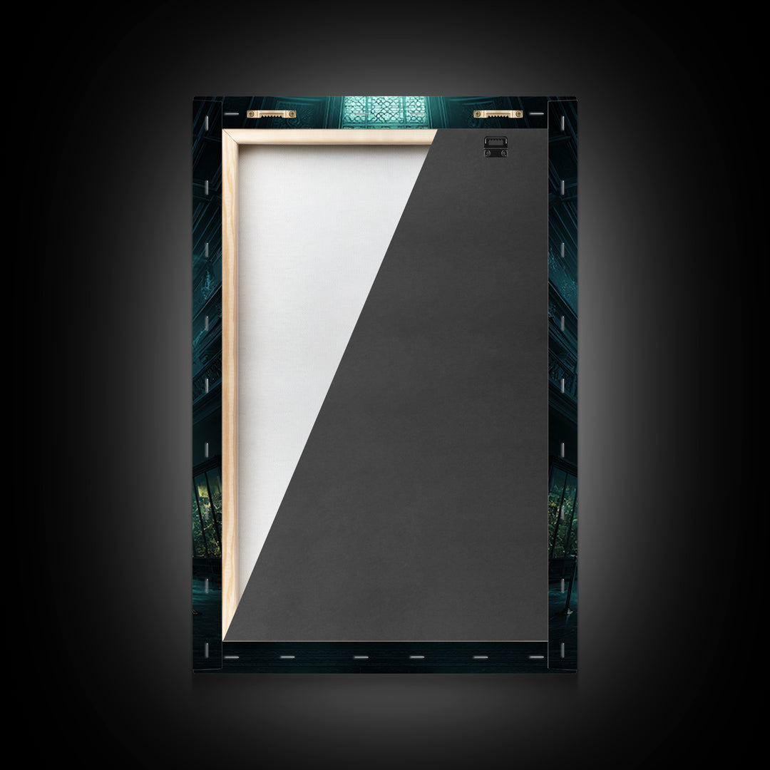The Custodian Of The Whispering Idol, Vertical Wall Art, Lovecraftian Horror Art, Framed Canvas Print, Halloween Wall Decor