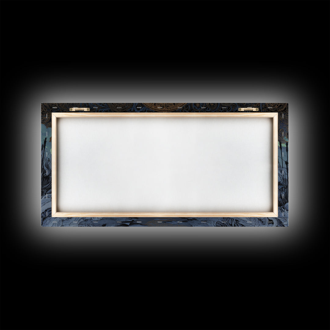 The Frost Beyond Carcosa, Wide Panoramic Art, Gothic Horror Wall Art, Framed Canvas Print, Halloween Wall Decor, Gothic Home Decor