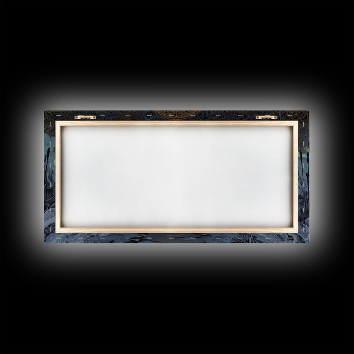 The Frost Beyond Carcosa, Wide Panoramic Art, Gothic Horror Wall Art, Framed Canvas Print, Halloween Wall Decor, Gothic Home Decor