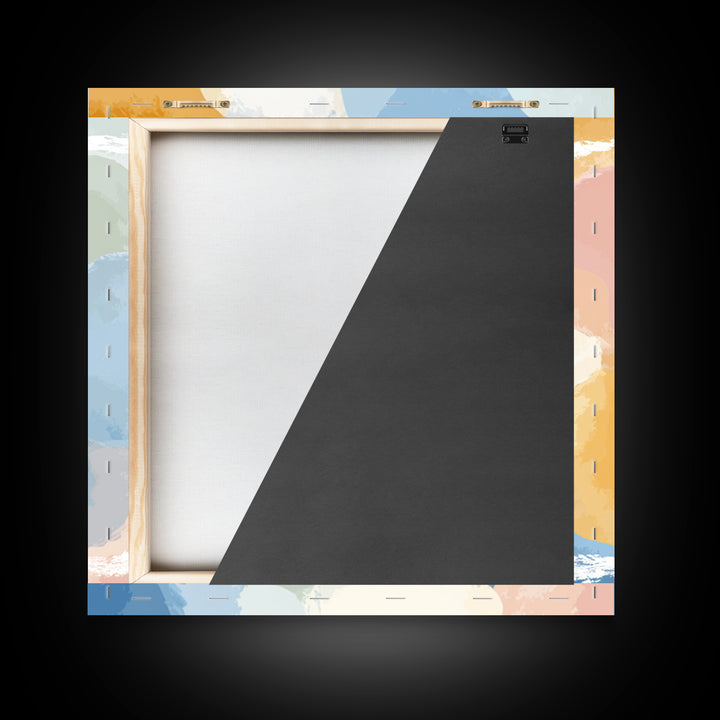 Simple Rainbow Pastel Shapes for Children Framed Canvas Print, Dental Office Art, Digital Artwork, Office Decor, Fine Art, Calm, DOA-1x1-21
