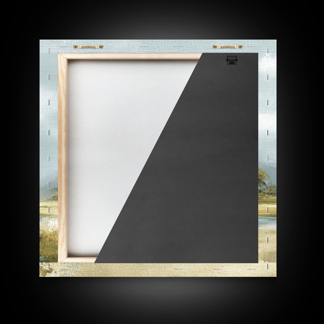 Peaceful Clouds over Open Meadow Framed Canvas Print, Dental Office Art, Dentistry Art, Office Decor, Fine Art, Calm, DOA-1x1-57