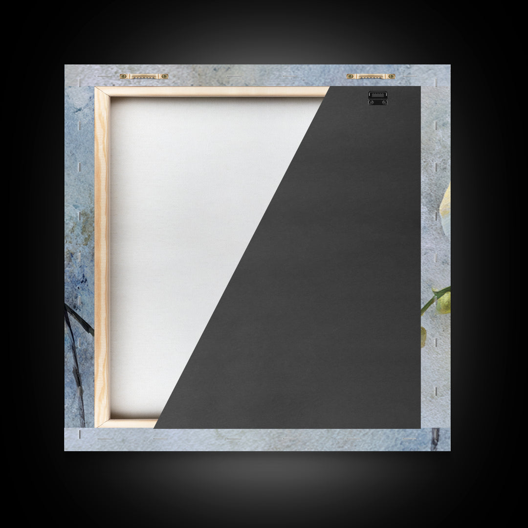 White Orchid on Stone Background Framed Canvas Print, Dental Office Art, Dental Gift, Office Decor, Abstract Art, Calm, DOA-1x1-84