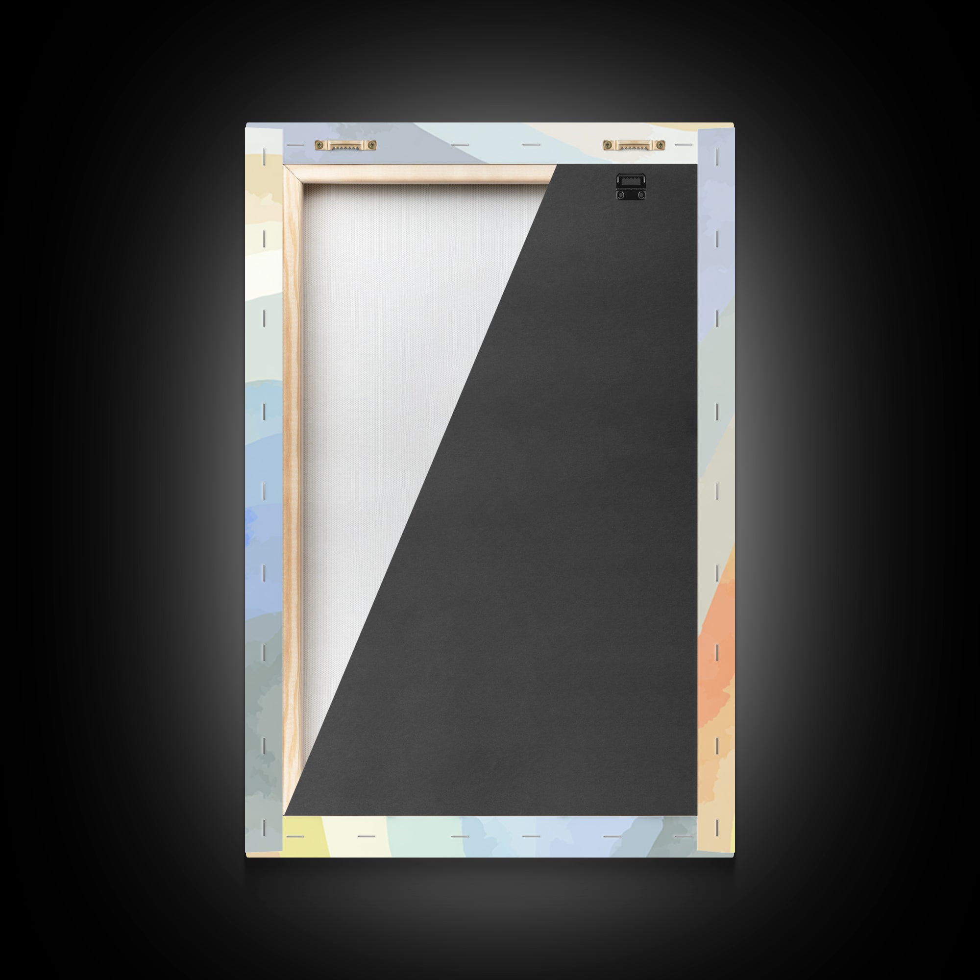 Simple Rainbow Pastel Shapes for Children Framed Canvas Print, Dental Office Art, Boho Decor, Office Decor, Abstract Art, Calm, DOA-2x3-53