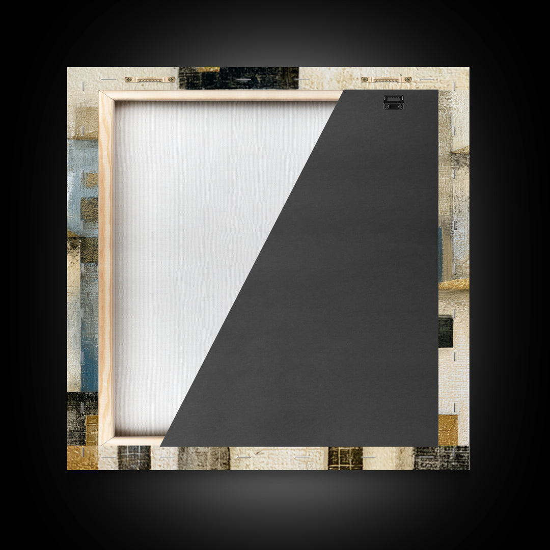 Naive Cityscape with Patterned Windows Framed Canvas Print, Eclectic Art, Art, Living Room Decor, Fine Art, Eclectic, ECL-1x1-12