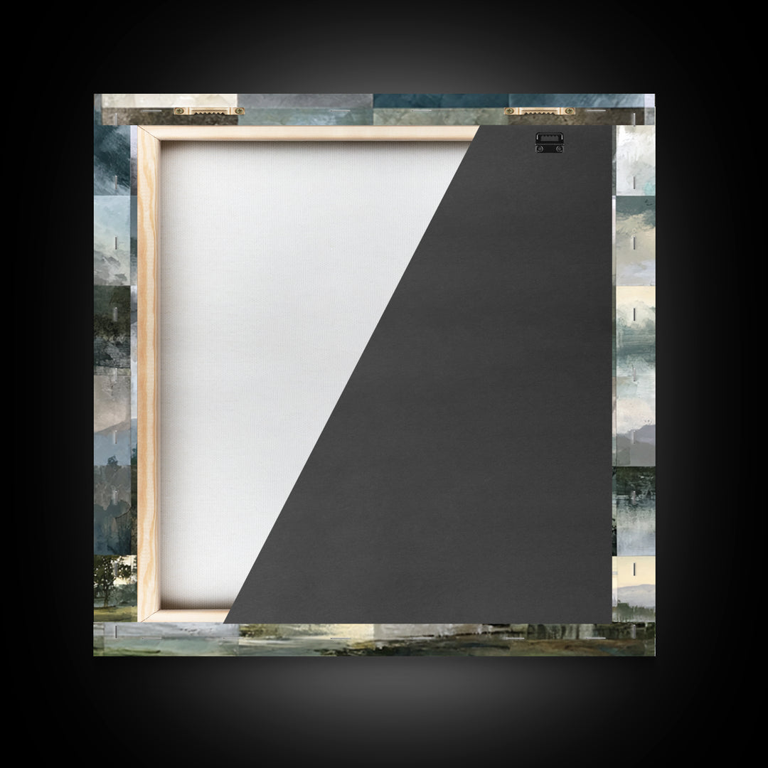 Bohemian Patchwork Landscape Framed Canvas Print, Eclectic Art, Room Decor, Living Room Decor, Oil Painting, Eclectic, ECL-1x1-48
