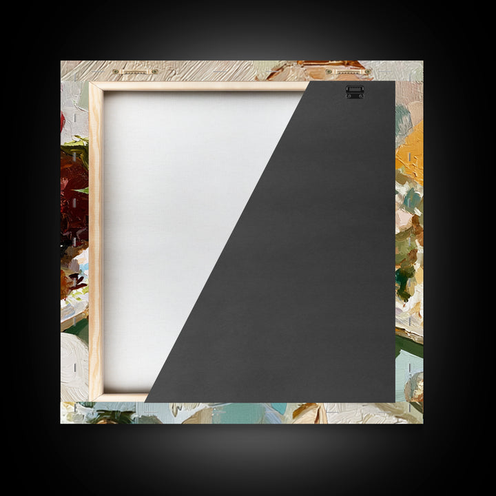 Bold Maximalist Still Life Framed Canvas Print, Eclectic Art, Modern Decor, Living Room Decor, Oil Painting, Eclectic, ECL-1x1-51