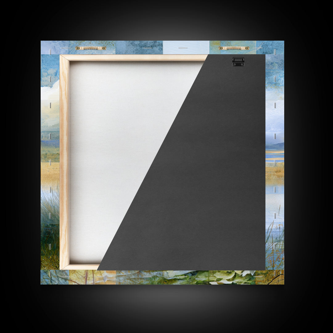 Playful Checkerboard Landscape Framed Canvas Print, Eclectic Art, Printable Wall Art, Living Room Decor, Fine Art, Eclectic, ECL-1x1-57