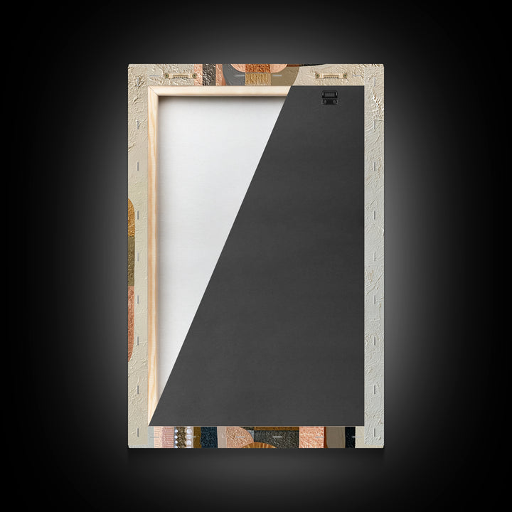 Abstract Mask with Playful Textures Framed Canvas Print, Eclectic Art, Boho Wall Art, Living Room Decor, Abstract Art, Eclectic, ECL-2x3-100
