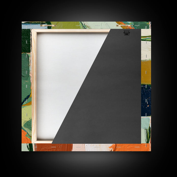 Garden Path with Thick Green and Orange Framed Canvas Print, Expressionist Art, Gallery Decor, Living Room Decor, Expression, EXP-1x1-38