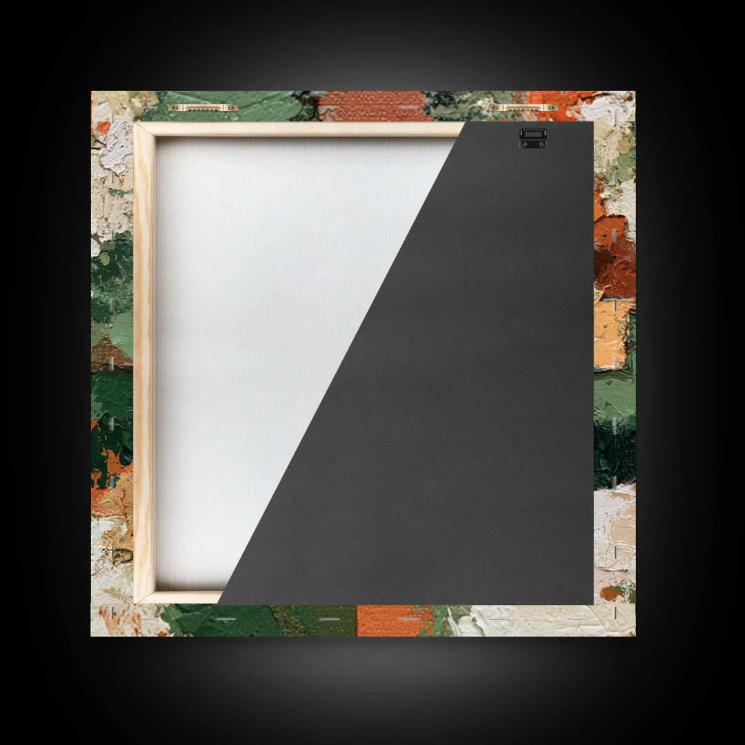 Garden Path with Thick Green and Orange Framed Canvas Print, Expressionist Art, Gallery Decor, Living Room Decor, Expression, EXP-1x1-62