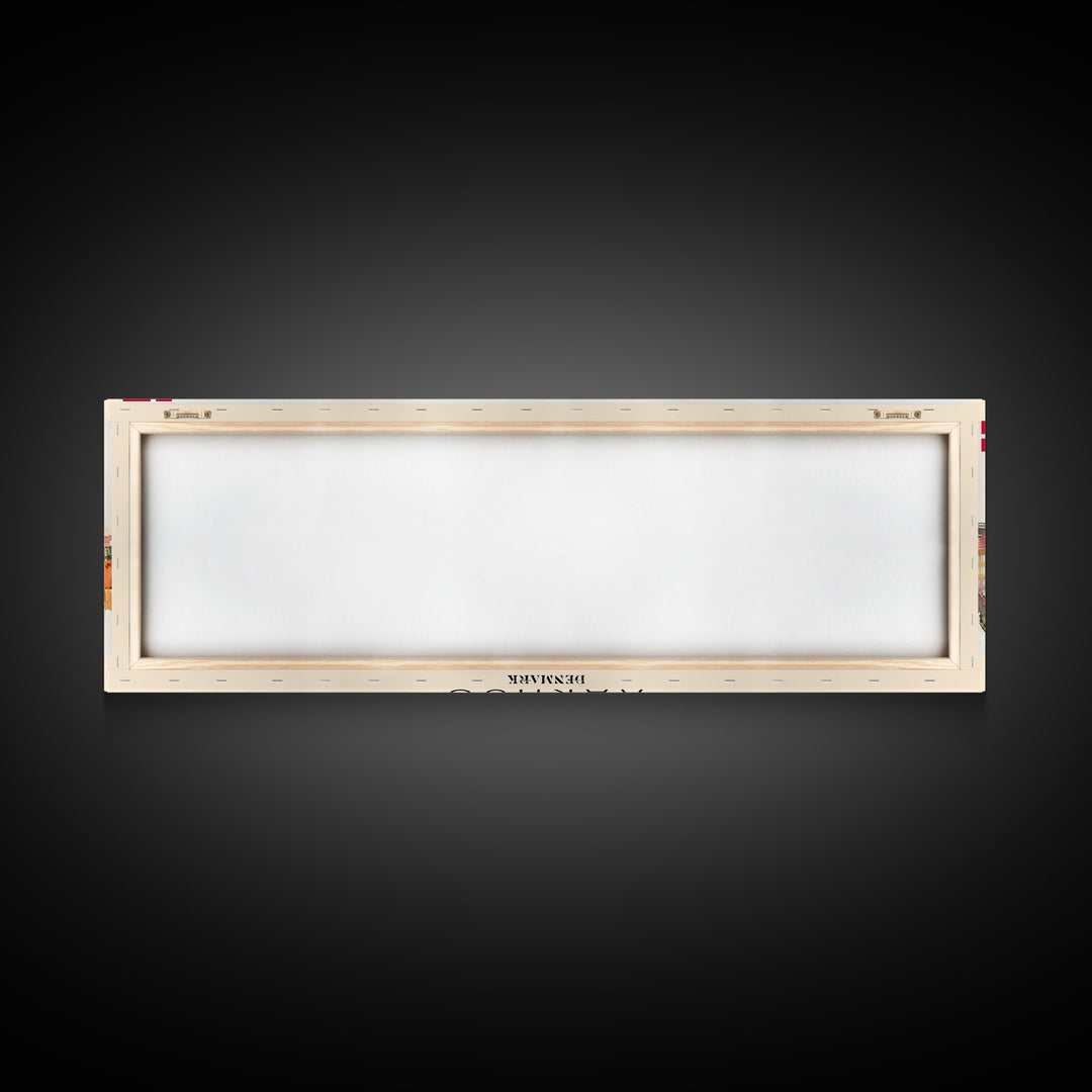 Aarhus Denmark  Panoramic Travel Poster, Framed Canvas Print or Metal Wall Art, Travel Art, Home Decor, Panoramic Painting, Midcentury Art