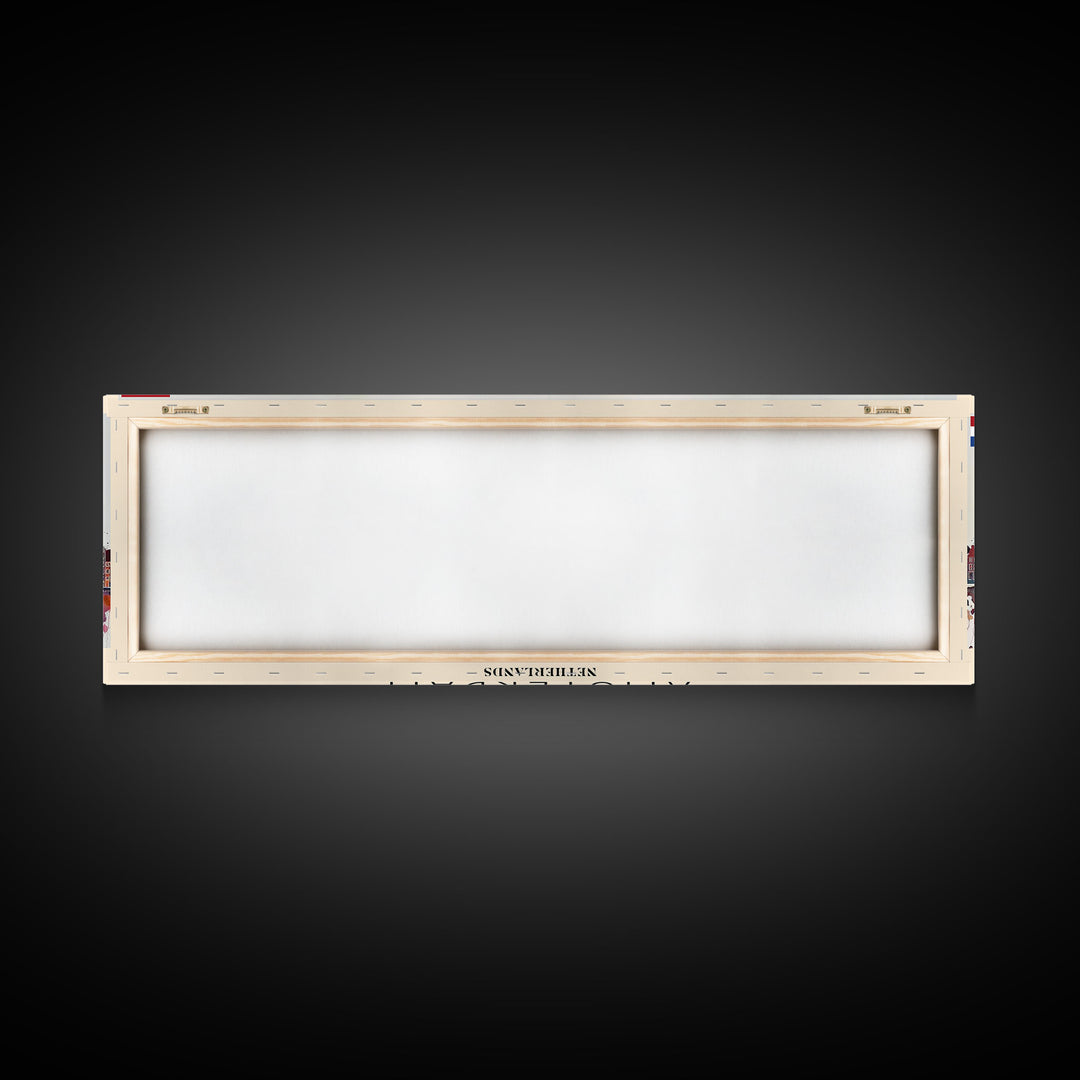 Amsterdam Netherlands Travel Art, City Art, Framed Canvas Print or Metal Wall Art, Europe Travel Poster, Panoramic Wall Art, Extra Wide Wall Art