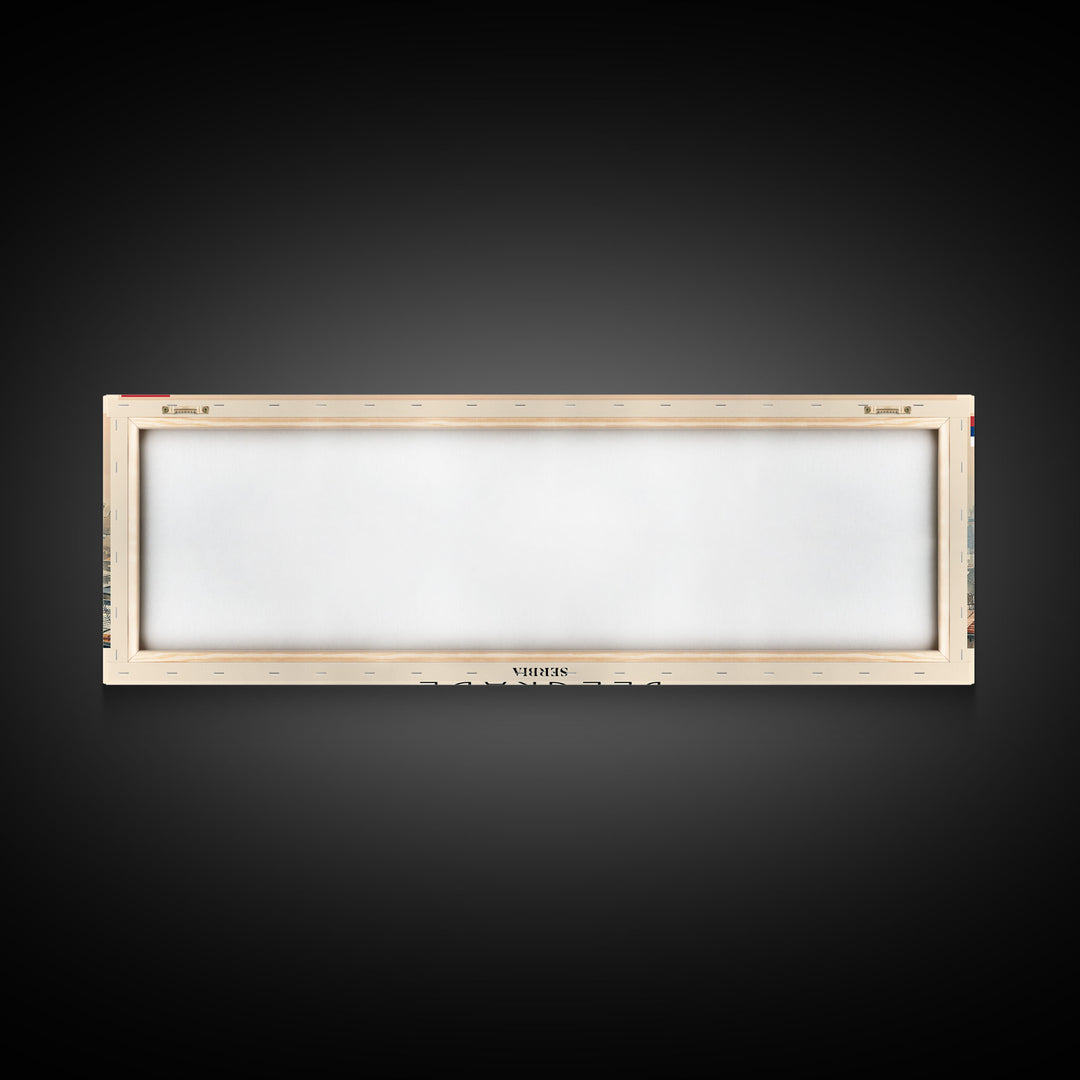 Belgrade Serbia Panoramic Travel Poster, Framed Canvas Print or Metal Wall Art, Travel Art, Home Decor, Panoramic Painting, Midcentury Art